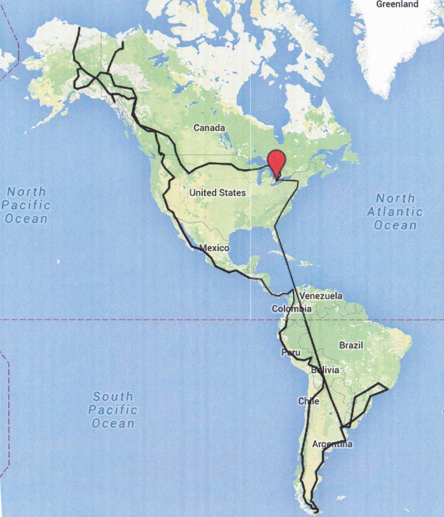 Route through the Americas