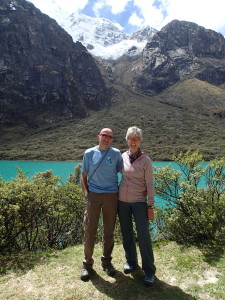 Laguna llanganuco in front of Mount Huascaran
