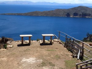 View over Lake Titicaca from the island