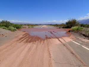 Red muddy rivers running over the Ruta 40