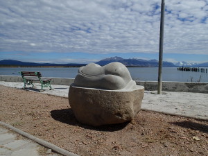 Art at the shore of Puerto Natales