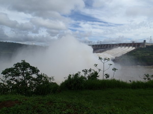 Gigantic overflow from the Itaipu damn, Capacity is bigger than the flow of Niagara Falls